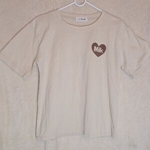 J.2 Studio Women's Cotton Crewneck T Shirts Japanese Style Cute Cartoon Print So